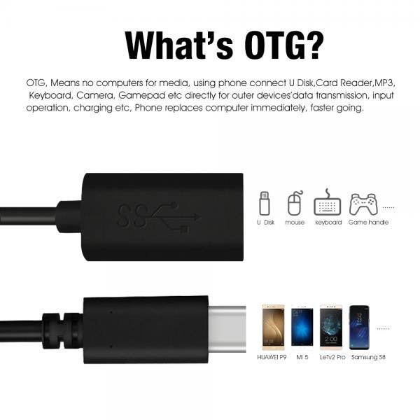 Picture of Type-C to USB3.0A/F PVC(black）